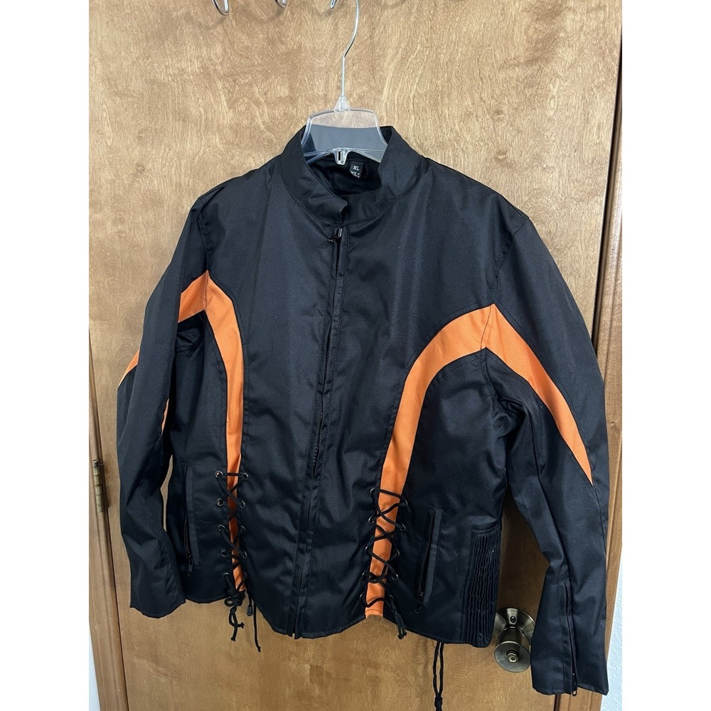 Vance Leathers Black Orange Motorcycle Jacket Size‎ XL Removable Lining Biker